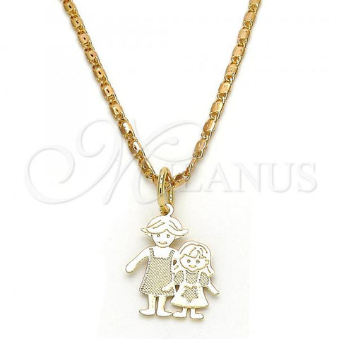 Oro Laminado Pendant Necklace, Gold Filled Style Little Girl and Star Design, Polished, Golden Finish, 04.106.0001.20