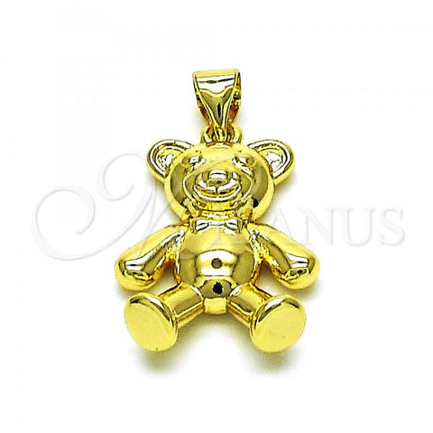Oro Laminado Fancy Pendant, Gold Filled Style Teddy Bear Design, Polished, Golden Finish, 05.341.0069