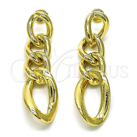 Oro Laminado Long Earring, Gold Filled Style Polished, Golden Finish, 02.213.0566