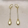 Oro Laminado Long Earring, Gold Filled Style with Cubic Zirconia, Golden Finish, 5.104.008