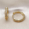 Oro Laminado Huggie Hoop, Gold Filled Style with White Micro Pave, Polished, Golden Finish, 02.210.0853.23