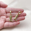 Oro Laminado Dangle Earring, Gold Filled Style Shoes Design, Polished, Golden Finish, 02.341.0252