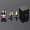 Oro Laminado Stud Earring, Gold Filled Style Butterfly Design, Dark Pink Enamel Finish, Golden Finish, 02.64.0371 *PROMO*