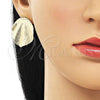 Oro Laminado Stud Earring, Gold Filled Style Chunky Design, Brushed Finish, Golden Finish, 02.385.0040