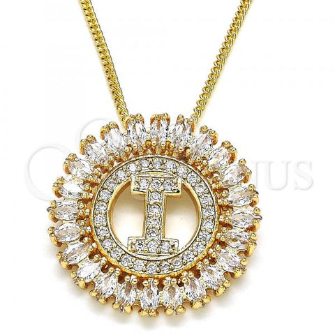 Oro Laminado Pendant Necklace, Gold Filled Style Initials Design, with White Cubic Zirconia, Polished, Golden Finish, 04.210.0013.20