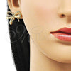 Oro Laminado Stud Earring, Gold Filled Style Bow and Twist Design, Polished, Golden Finish, 02.163.0328