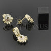 Oro Laminado Earring and Pendant Adult Set, Gold Filled Style Flower Design, Tricolor, 5.042.007
