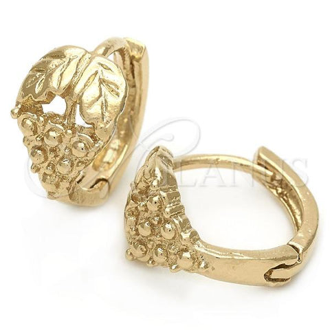 Oro Laminado Huggie Hoop, Gold Filled Style Grape Design, Polished, Golden Finish, 02.63.2564