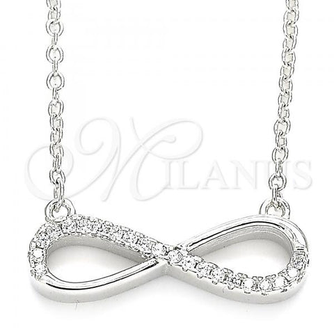 Sterling Silver Pendant Necklace, Infinite Design, with White Cubic Zirconia, Polished, Rhodium Finish, 04.336.0173.16