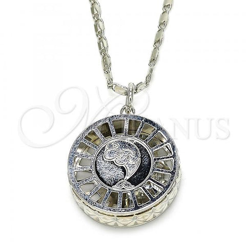 Rhodium Plated Pendant Necklace, Dolphin Design, with White Cubic Zirconia, Diamond Cutting Finish, Rhodium Finish, 04.106.0040.1.18