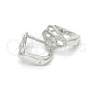 Sterling Silver Huggie Hoop, with White Cubic Zirconia, Polished, Rhodium Finish, 02.175.0190.12