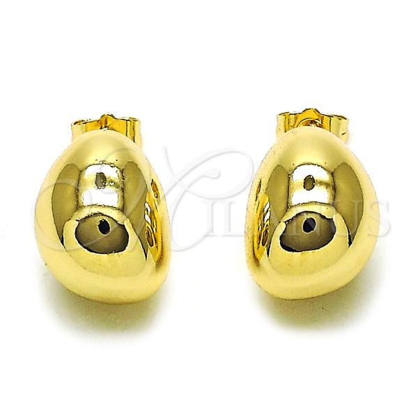 Oro Laminado Stud Earring, Gold Filled Style Ball and Hollow Design, Polished, Golden Finish, 02.428.0030