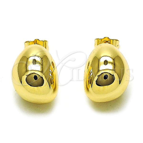 Oro Laminado Stud Earring, Gold Filled Style Ball and Hollow Design, Polished, Golden Finish, 02.428.0030