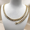 Stainless Steel Necklace and Bracelet, Curb Design, Polished, Golden Finish, 06.116.0065