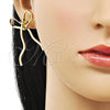 Oro Laminado Stud Earring, Gold Filled Style Bow Design, Polished, Golden Finish, 02.213.0664