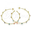 Oro Laminado Large Hoop, Gold Filled Style Evil Eye Design, Multicolor Enamel Finish, Golden Finish, 02.213.0219.3.50