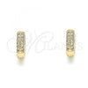Oro Laminado Huggie Hoop, Gold Filled Style with White Cubic Zirconia, Polished, Golden Finish, 02.195.0111.10