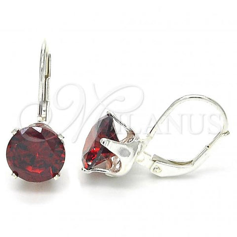 Sterling Silver Leverback Earring, with Garnet Cubic Zirconia, Polished,, 02.63.2622.1