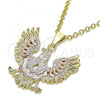 Oro Laminado Fancy Pendant, Gold Filled Style Owl Design, Diamond Cutting Finish, Tricolor, 05.351.0099