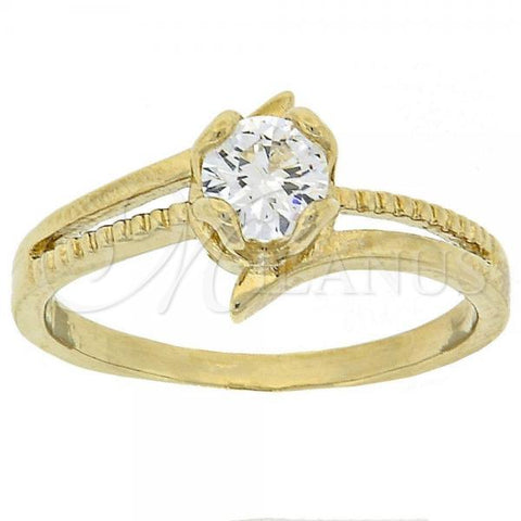 Oro Laminado Multi Stone Ring, Gold Filled Style Solitaire Design, with White Cubic Zirconia, Diamond Cutting Finish, Golden Finish, 5.166.022.06 (Size 6)