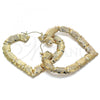 Oro Laminado Extra Large Hoop, Gold Filled Style Heart and Bamboo Design, Polished, Golden Finish, 02.60.0150.85