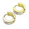 Stainless Steel Huggie Hoop, with Pink and White Crystal, Polished, Golden Finish, 02.230.0073.2.12