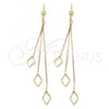 Oro Laminado Long Earring, Gold Filled Style Diamond Cutting Finish, Golden Finish, 02.63.0624