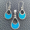 Sterling Silver Earring and Pendant Adult Set, Teardrop Design, with Bermuda Blue Opal, Polished, Silver Finish, 10.391.0010