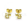 Oro Laminado Stud Earring, Gold Filled Style with Aurore Boreale Cubic Zirconia, Polished, Golden Finish, 02.210.0777