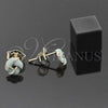 Oro Laminado Stud Earring, Gold Filled Style Love Knot Design, Acqua Enamel Finish, Golden Finish, 5.126.053 *PROMO*