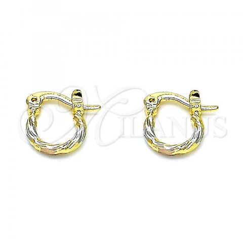 Oro Laminado Small Hoop, Gold Filled Style Diamond Cutting Finish, Tricolor, 02.96.0084.2.10
