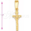 Oro Laminado Religious Pendant, Gold Filled Style Crucifix Design, Diamond Cutting Finish, Golden Finish, 5.191.028