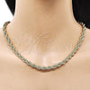 Oro Laminado Basic Necklace, Gold Filled Style Rope Design, Polished, Golden Finish, 04.213.0206.18