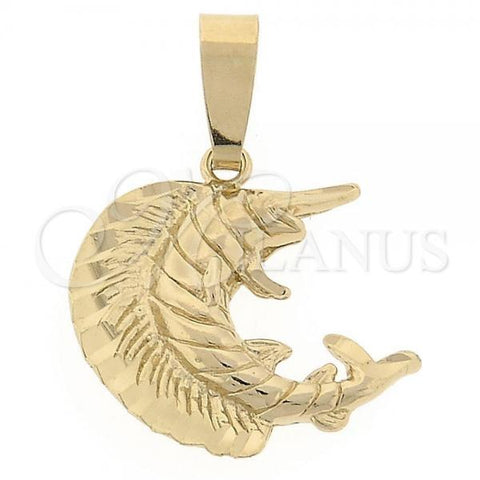 Oro Laminado Fancy Pendant, Gold Filled Style Fish Design, Diamond Cutting Finish, Golden Finish, 5.180.023