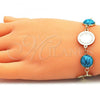 Oro Laminado Charm Bracelet, Gold Filled Style with Turquoise Opal, Polished, Golden Finish, 03.331.0197.07
