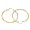 Oro Laminado Large Hoop, Gold Filled Style Diamond Cutting Finish, Tricolor, 02.213.0152.1.50
