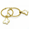 Stainless Steel Medium Hoop, Butterfly Design, White Enamel Finish, Golden Finish, 02.364.0006.30