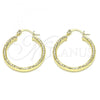 Oro Laminado Medium Hoop, Gold Filled Style Diamond Cutting Finish, Golden Finish, 02.213.0162.30