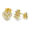 Oro Laminado Stud Earring, Gold Filled Style with Champagne Cubic Zirconia, Polished, Golden Finish, 02.310.0053