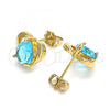 Oro Laminado Stud Earring, Gold Filled Style Heart and Teardrop Design, with Blue Topaz Cubic Zirconia, Polished, Golden Finish, 02.213.0231.1