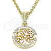 Oro Laminado Fancy Pendant, Gold Filled Style Tree and Heart Design, Polished, Tricolor, 05.351.0078.1