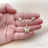 Oro Laminado Earring and Pendant Adult Set, Gold Filled Style Butterfly Design, Polished, Golden Finish, 10.156.0515