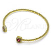 Oro Laminado Individual Bangle, Gold Filled Style Ball and Cluster Design, with Ruby Cubic Zirconia, Polished, Golden Finish, 07.228.0004.1