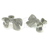Rhodium Plated Stud Earring, Bow Design, Diamond Cutting Finish, Rhodium Finish, 02.341.0203.1
