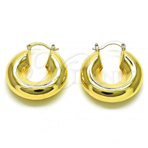 Oro Laminado Medium Hoop, Gold Filled Style Hollow Design, Polished, Golden Finish, 02.163.0159.30