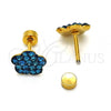 Stainless Steel Stud Earring, Flower Design, with Blue Topaz Crystal, Polished, Golden Finish, 02.271.0020.7