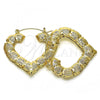 Oro Laminado Medium Hoop, Gold Filled Style Heart and Bamboo Design, Polished, Golden Finish, 02.170.0277.40