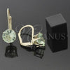 Oro Laminado Leverback Earring, Gold Filled Style with Light Green Cubic Zirconia, Polished, Golden Finish, 5.128.079.1