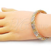 Oro Laminado Individual Bangle, Gold Filled Style Polished, Tricolor, 07.170.0005