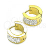 Stainless Steel Huggie Hoop, with White Crystal, Polished, Golden Finish, 02.384.0031.1.12